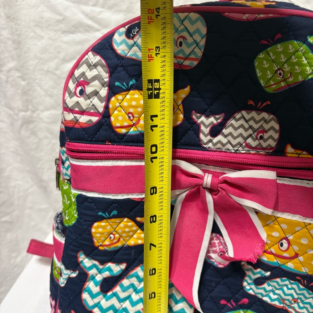 N.Gil Narwhal World quilted canvas backpack/diaper bag with whales and pink trim - Picture 13 of 13